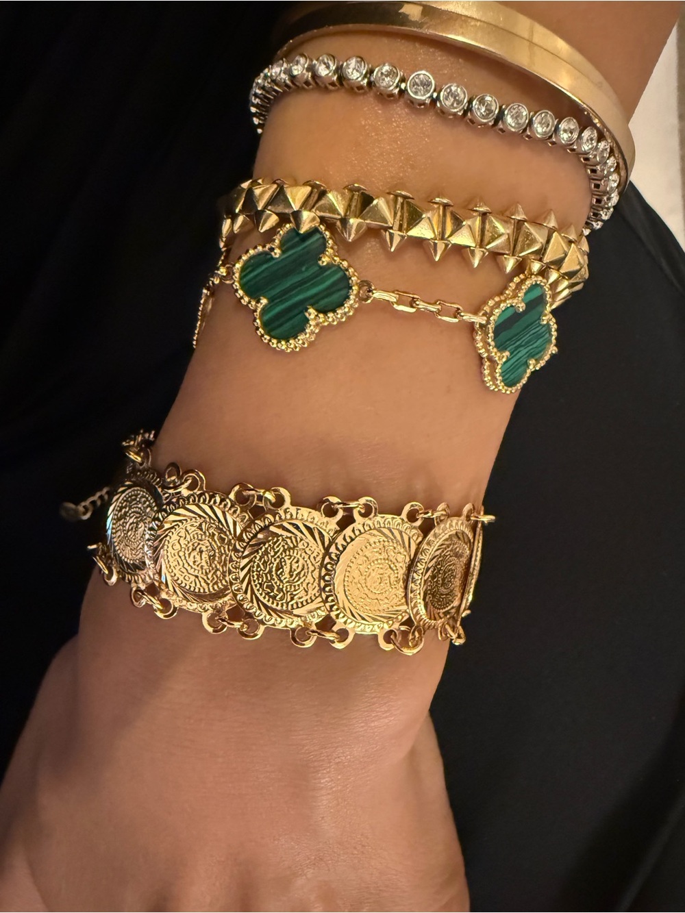 Turkish Gold tone Coin Link Bracelet Women Jewelry